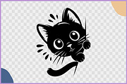 Black Cat Peeking Silhouette Clipart, an Animal Illustration by Gfx Expert Team (Thumbnail 2 of 3)