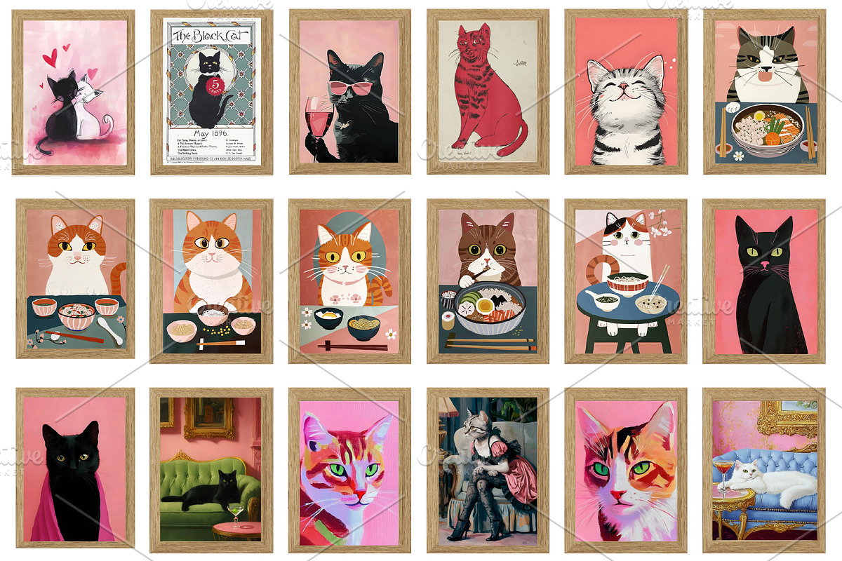 Cat Prints, Watercolor Cat Wall Art, an Animal Photo by Chipshpow Graphics (Photo 6 of 8)