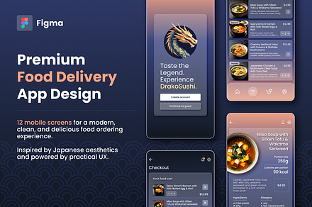 Japanese Food Delivery App UI Kit, an App Template by SpaceNymph