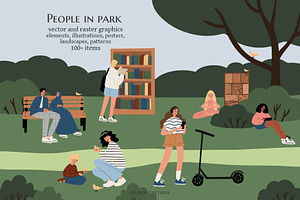 People in park Illustration clipart