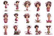 Whimsical Floral Girl Clipart, an Illustration by OK Design (Thumbnail 3 of 6)