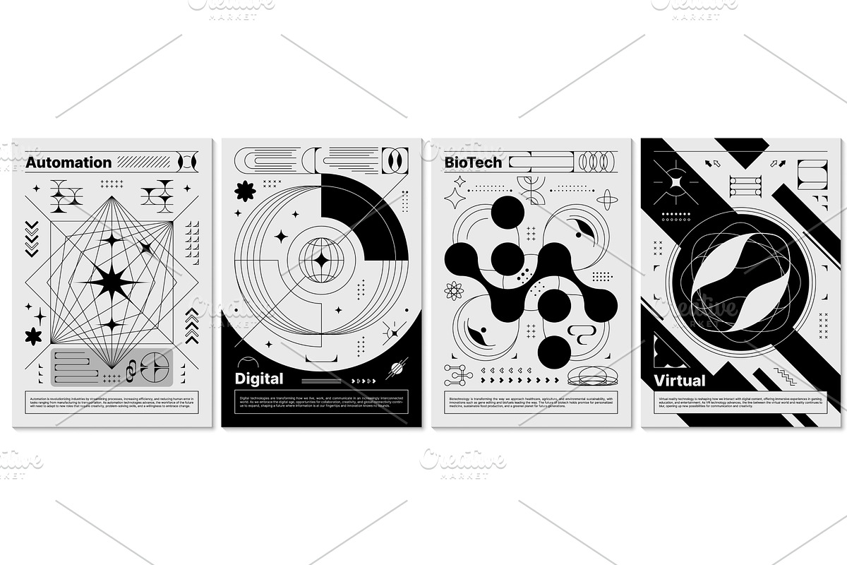 Brutalism y2k posters, abstract, a Decorative Illustration by Vector Tradition