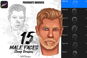 Male Faces Stamps For Procreate