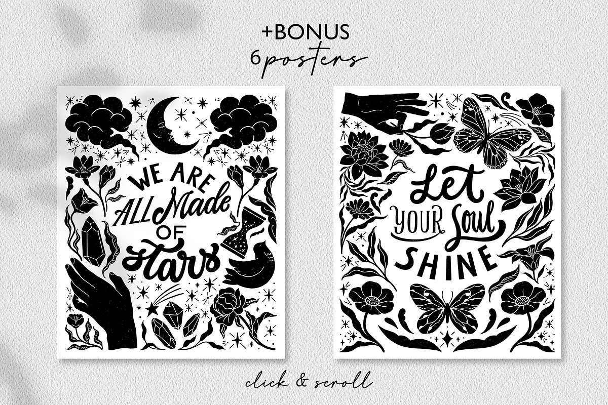 Celestial garden Linocut collection., a Graphic by ElenKoss (Photo 11 of 17)