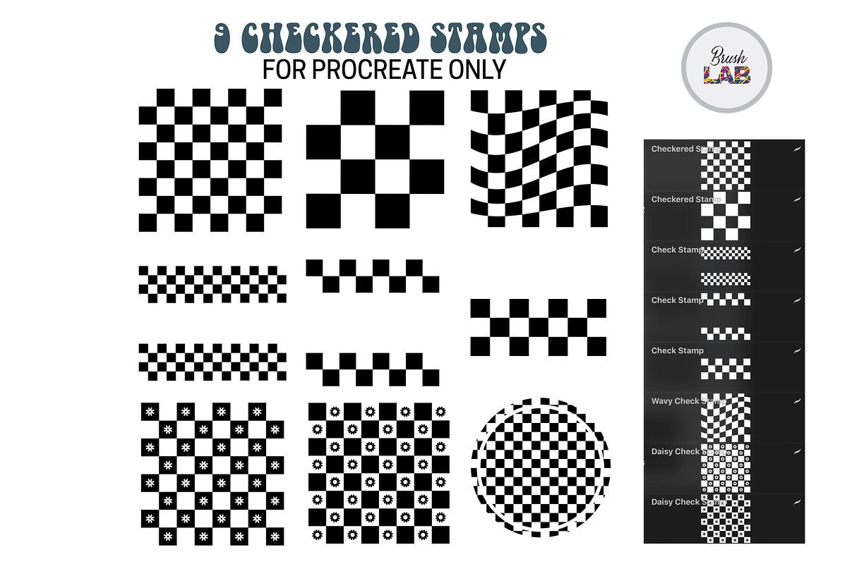Checkered Procreate Brushes & Stamps, a Brush Add-On by Brush Lab (Photo 5 of 8)