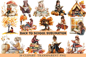 Back to School Autumn Clipart Girl, an Illustration by cherrydesign