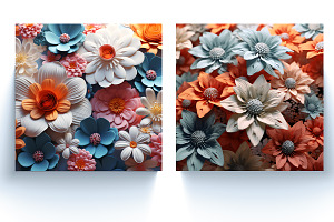 3d Flowers Digital Paper Background