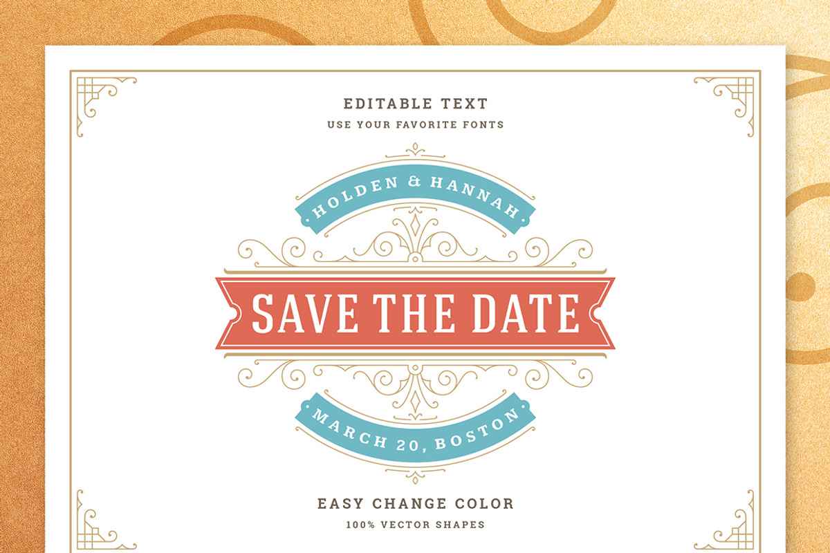 10 Vintage Ornament Invitations, an Invitation Template by Vasya Kobelev (Photo 7 of 11)