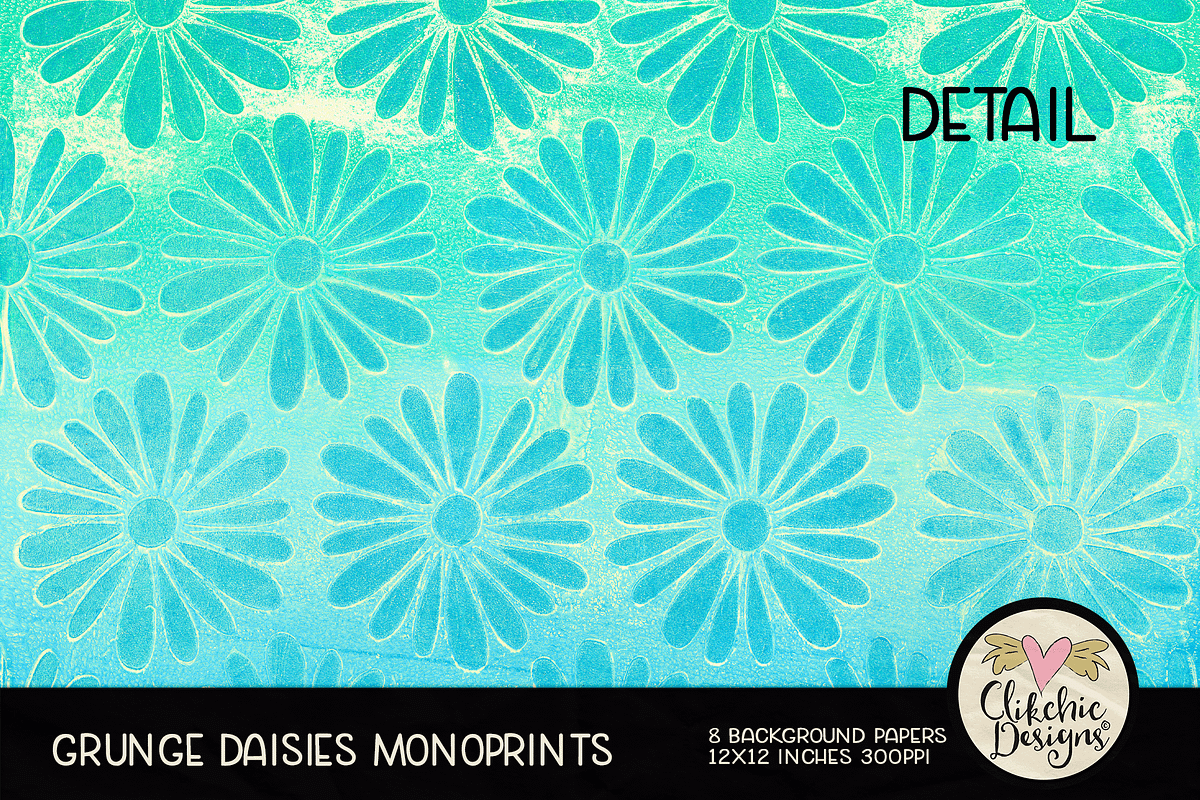Grunge Daisies Monoprint Backgrounds, a Texture Graphic by Clikchic Designs (Photo 3 of 5)