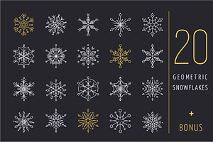 20 geometric snowflakes icons set, an Outline Icon by Marish