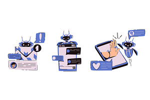 Assistant app chatbots set isolated, a Technology Illustration by art PVP - market