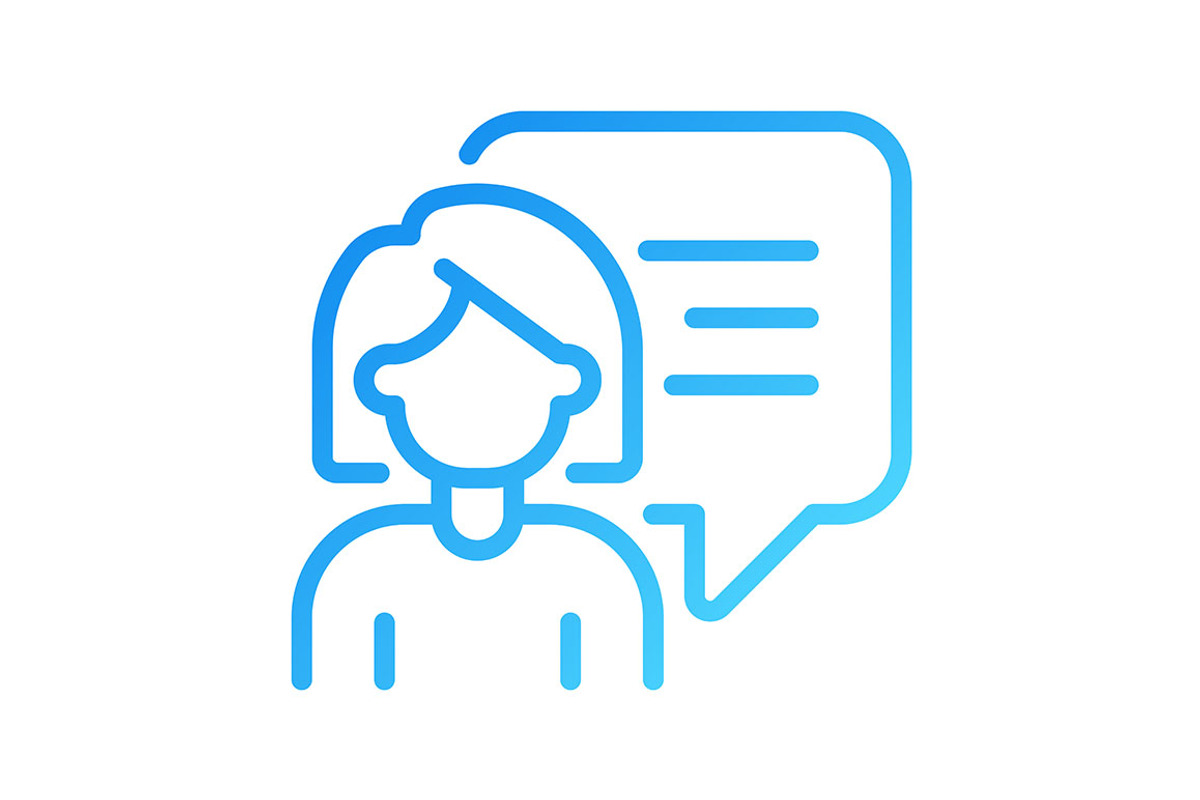 Talking woman with speech bubble, an Outline Icon by IMG Visuals