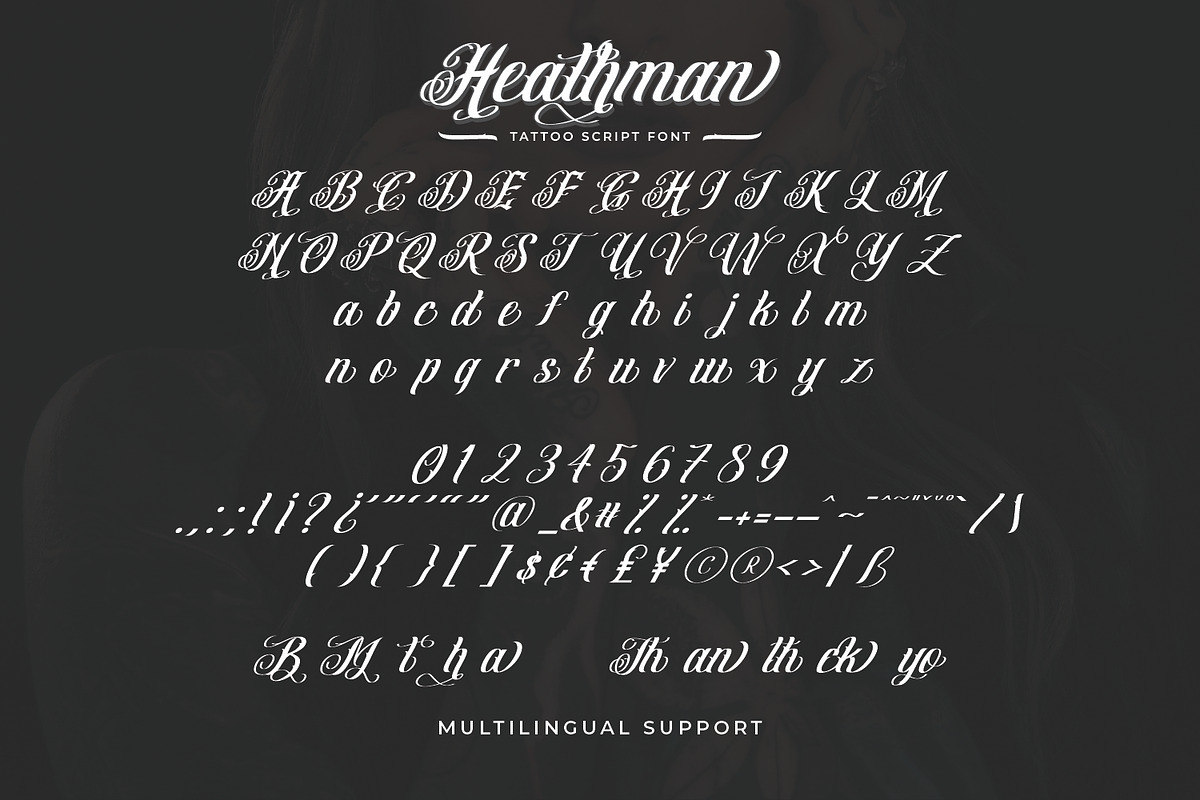 Heathman - Tattoo Script, a Script Font by VUNIRA (Photo 2 of 6)