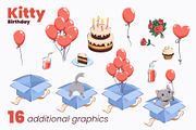 Gray Kitty Birthday collection, an Animal Illustration by moja doodle (Thumbnail 3 of 4)