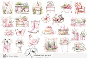 80 pink cottage clip art, a Seasonal Illustration by Poppy Lane Studio (Thumbnail 7 of 8)