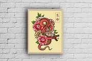 Japanese Snake Tattoo, an Animal Illustration by TSV Art Collective (Thumbnail 3 of 3)
