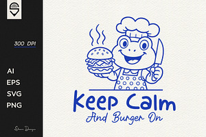 Funny burger chef cartoon design, a Food Illustration by shaondesigns