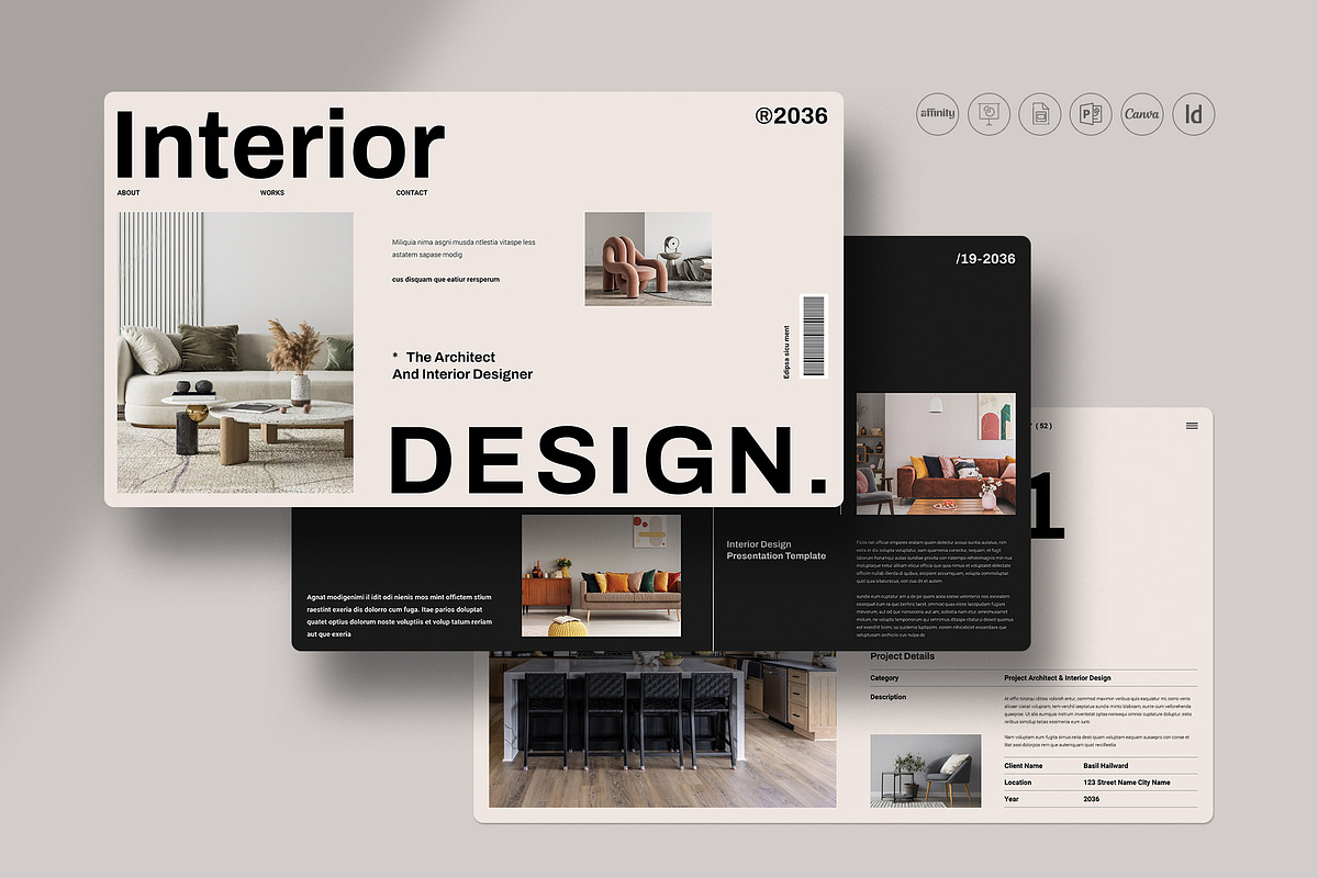 Interior Design Template | CANVA, a Presentation Template by TemplateFolio-Shop (Photo 2 of 17)