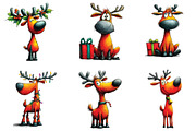 Cute Red Christmas Reindeer Clipart, an Illustration by CraftArtStudio (Thumbnail 2 of 6)