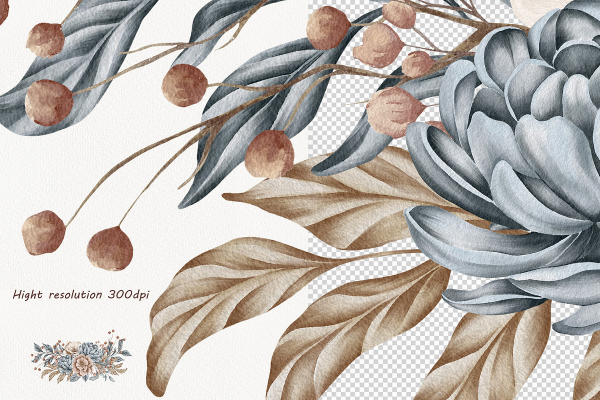 Watercolor Winter Florals Collection, a Decorative Illustration by BarvArt (Photo 13 of 14)