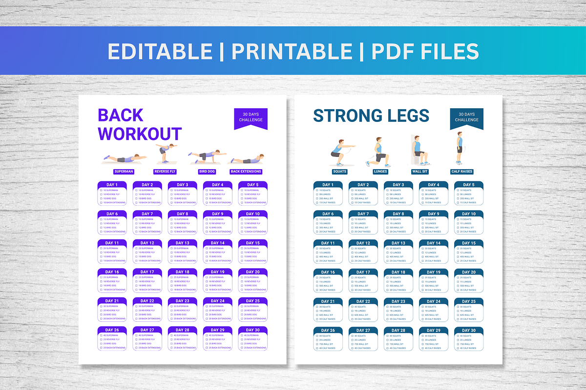 Canva 30 Day Workout Challenge PDF, a Stationery Template by Snapybiz (Photo 8 of 10)