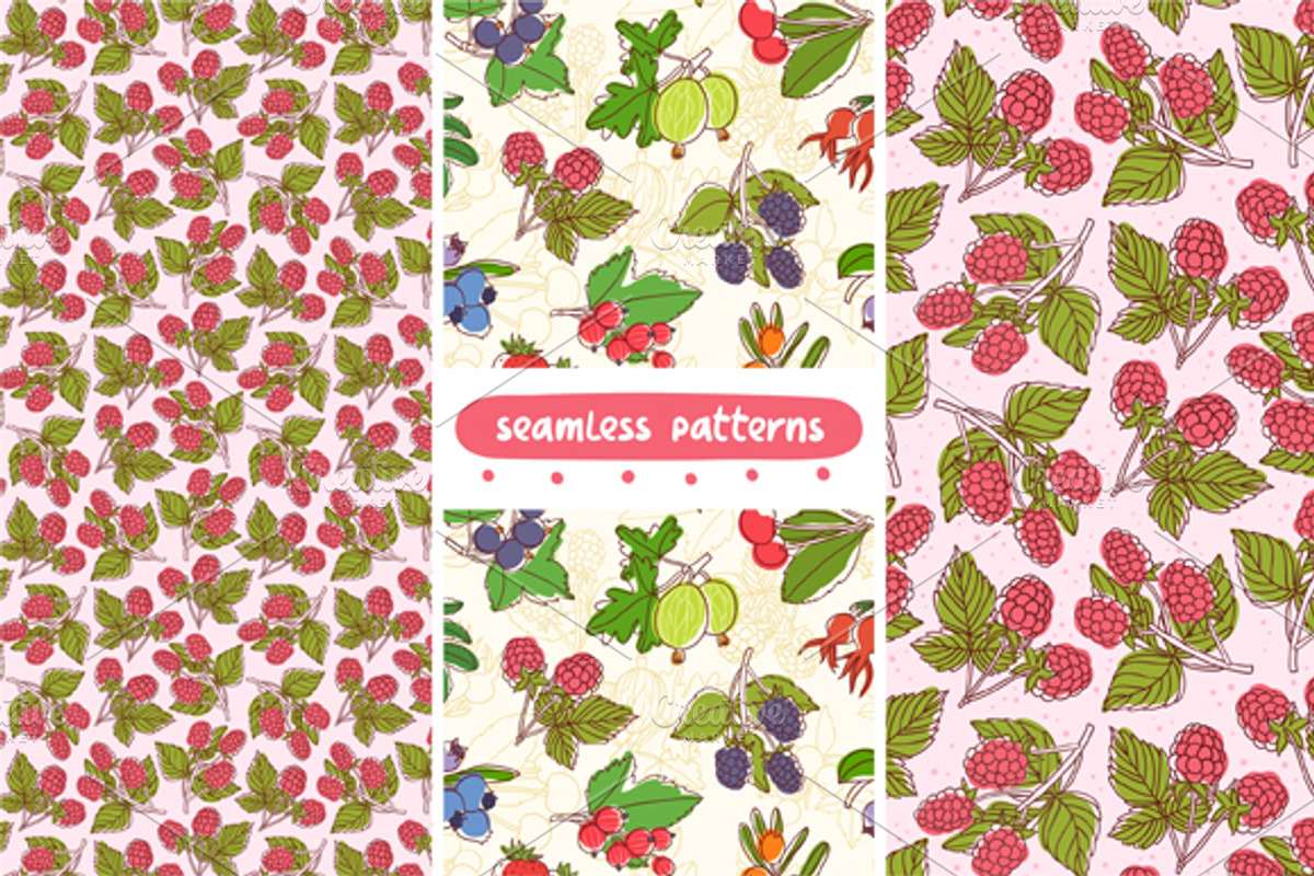 Berries patterns, a Pattern Graphic by Stolenpencil