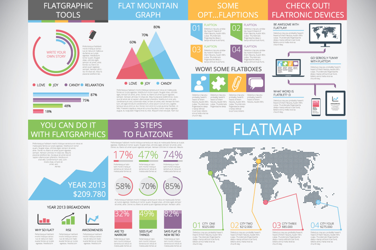 flat + infographics = flatgraphics, a Work Illustration by Infographic Template Shop