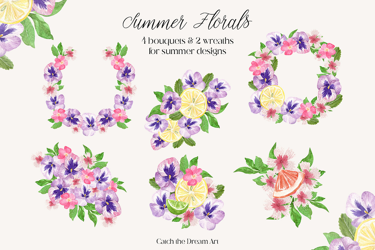 Fruity Summer Cocktails Watercolor, a Food Illustration by Catch the Dream Art (Photo 7 of 9)