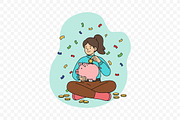 Cute Girl Save Money Illustration, an Object Illustration by Partikusi Design (Thumbnail 3 of 3)