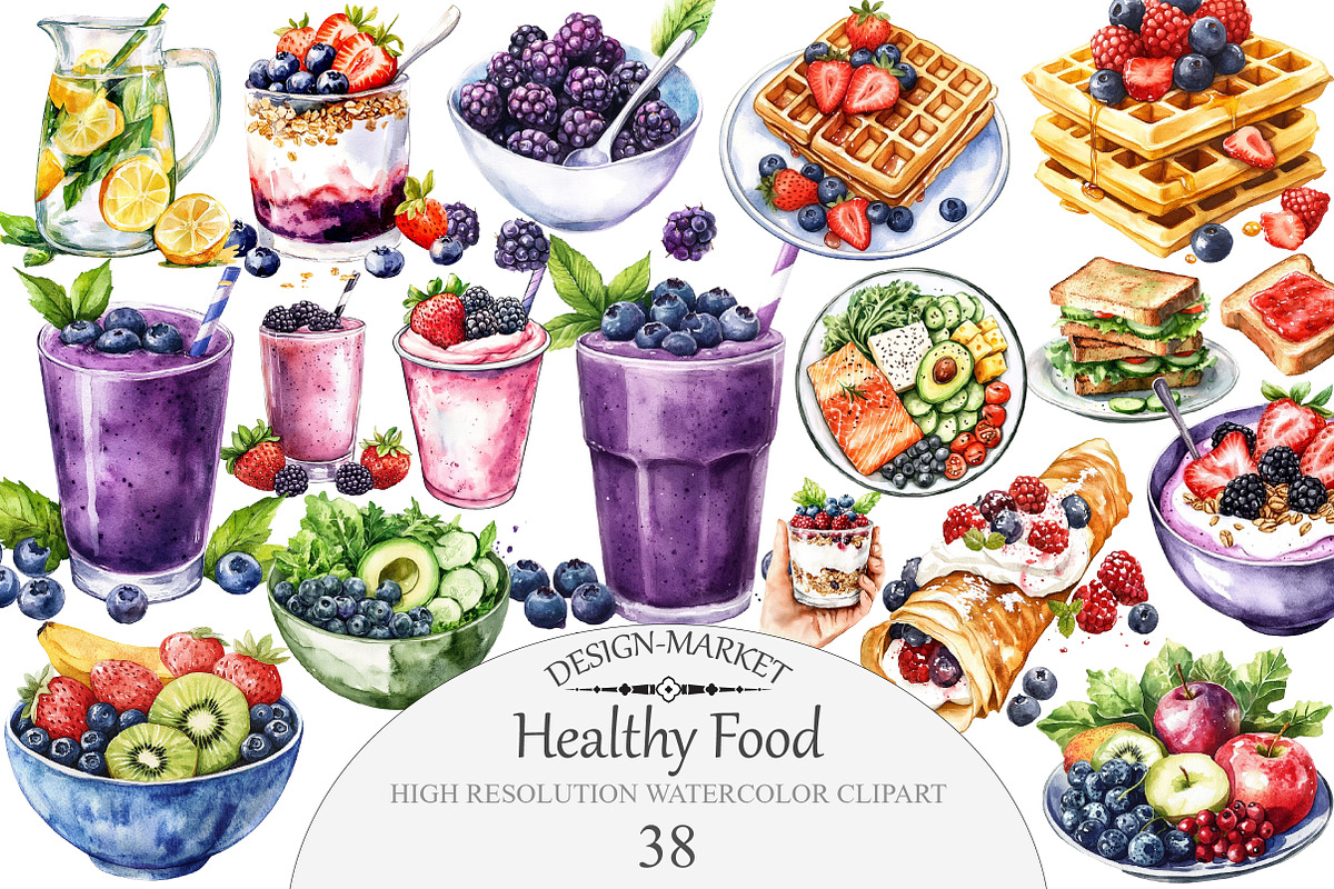 Healthy Food Clipart, an Illustration by Design Market (Photo 1 of 4)