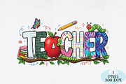 Teacher Design PNG Sublimation, a Seasonal Illustration by Daily.Designs (Thumbnail 1 of 4)
