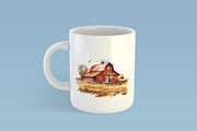 Watercolor farm clipart, fall png, an Object Graphic by KomtsyanTatyanaArt (Thumbnail 4 of 5)