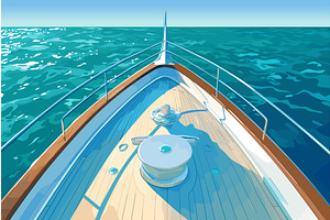 Cartoon bow of a ship sailing at sea, a Transportation Illustration by LadadikArt
