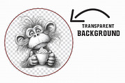 Christmas Monkey Sketch Art Clipart, an Illustration by Libby Wishes (Thumbnail 7 of 7)