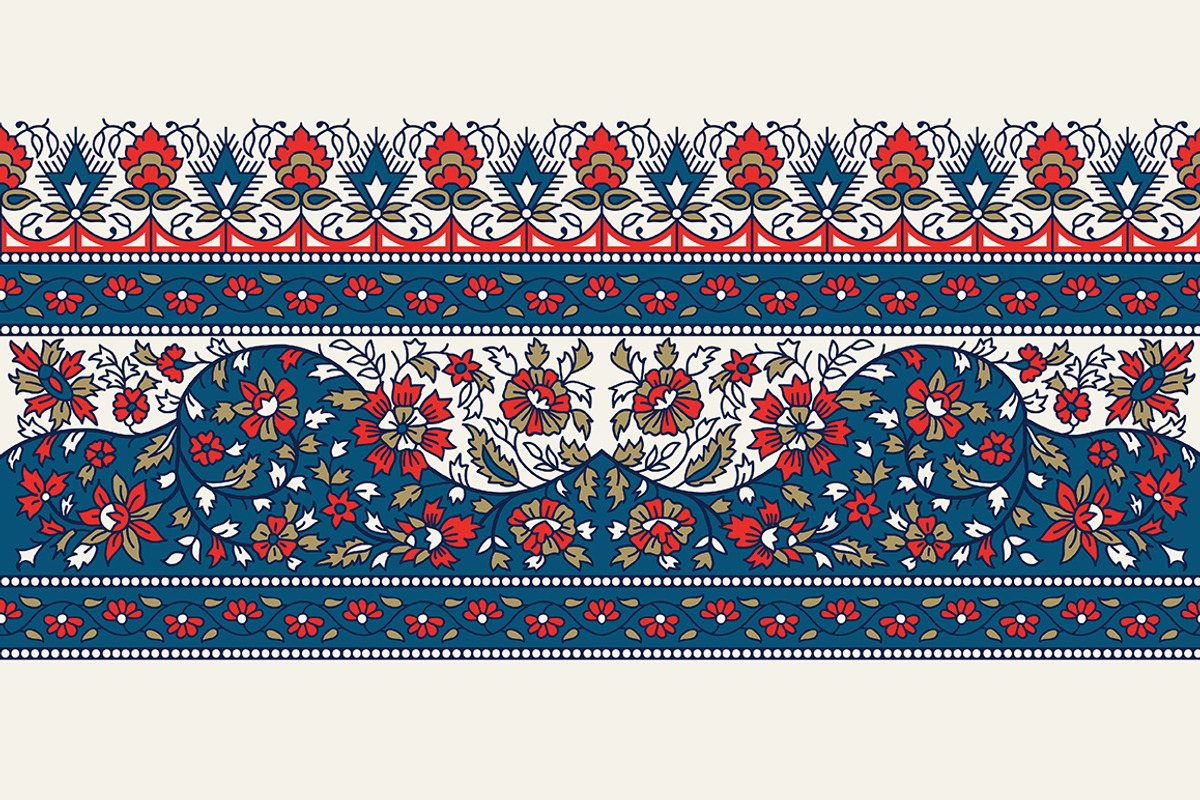 Blue Indian Block Print: Border Vol2, a Pattern Graphic by StabuLaRasa illustration (Photo 13 of 13)