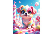 Whimsical Candy Dog, an Animal Illustration by Sharon Schwalbe (Thumbnail 1 of 2)