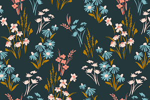 9 Floral Abstract Seamless Patterns.