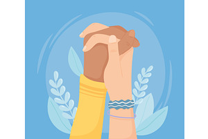 black and white hands together, a Person Illustration by studiogstock