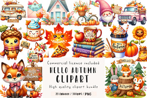 Hello Autumn Clipart, an Illustration by CreationArt