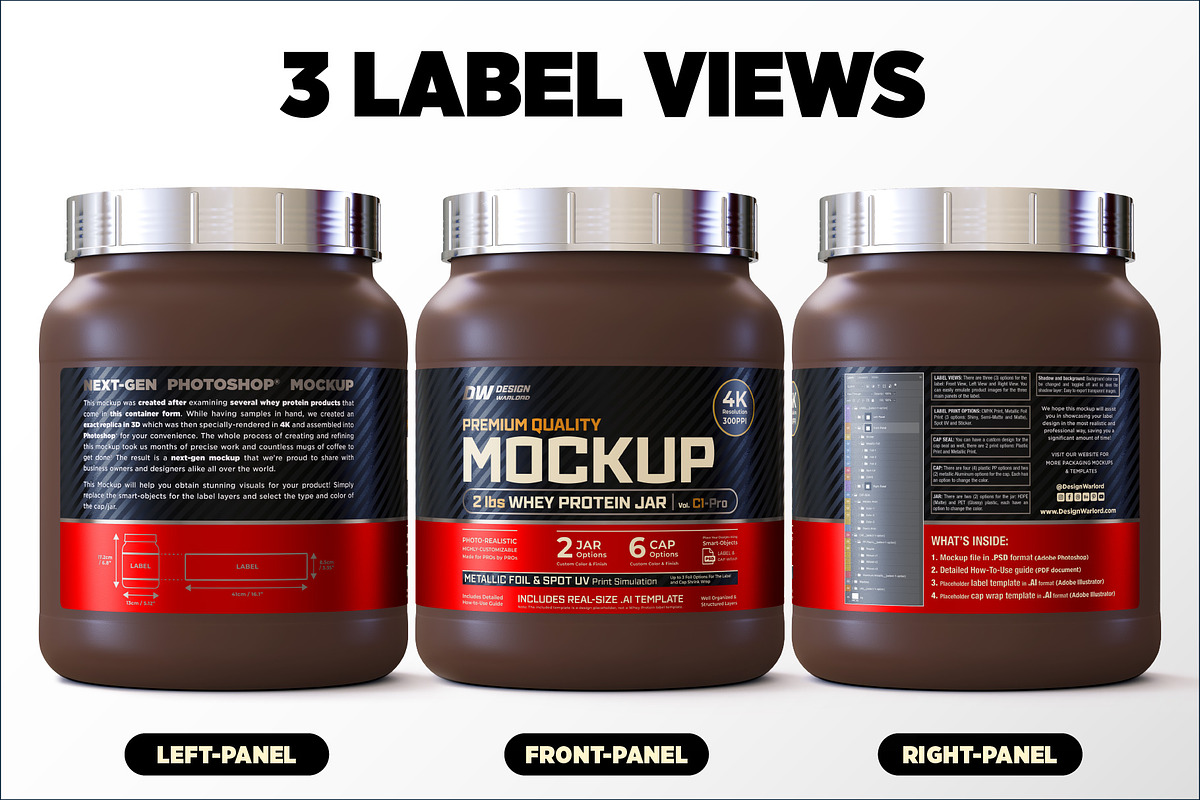 2lb Whey Protein Jar Mockup C1-Pro, a Packaging Mockup by Design Warlord (Photo 6 of 16)