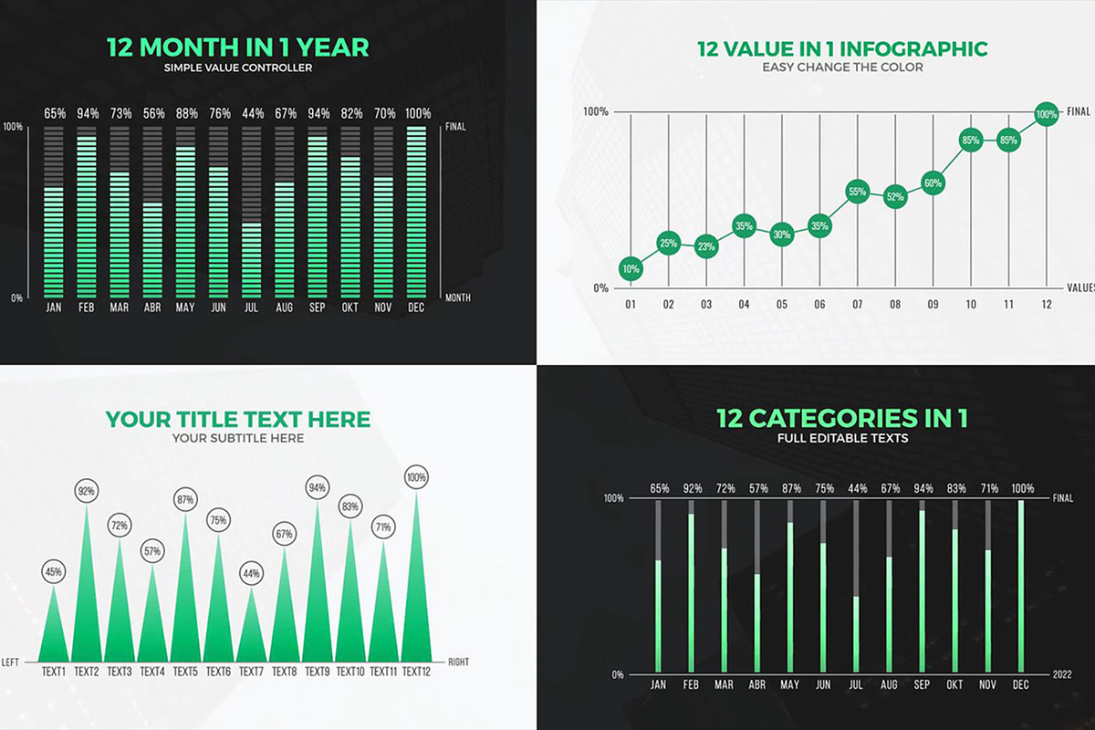 12 Value Infographic Charts (.Mogrt), a Templates & Theme by MinnaPicture (Photo 2 of 2)