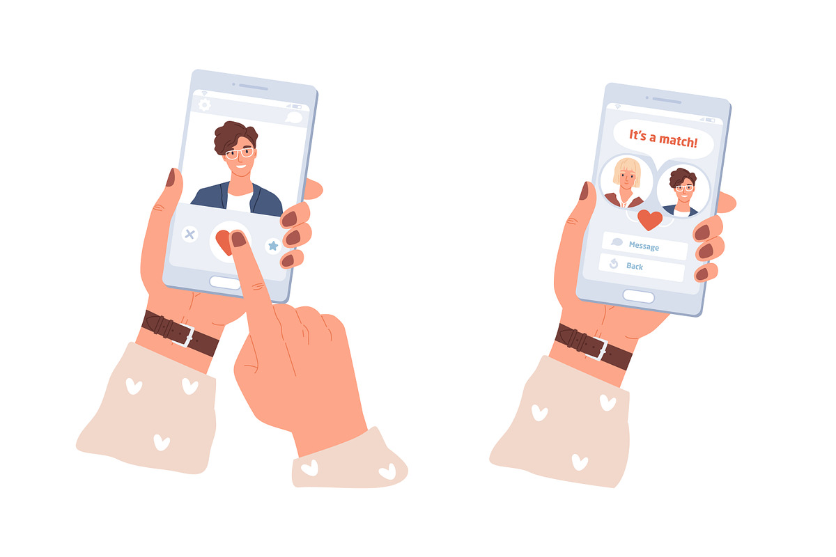 People using dating app set, a Technology Illustration by Good Studio (Photo 3 of 6)