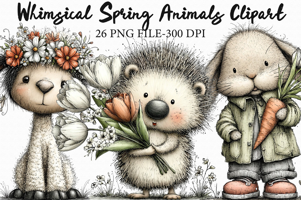 Whimsical Spring Animals Clipart PNG, an Illustration by Libby Wishes (Photo 1 of 5)