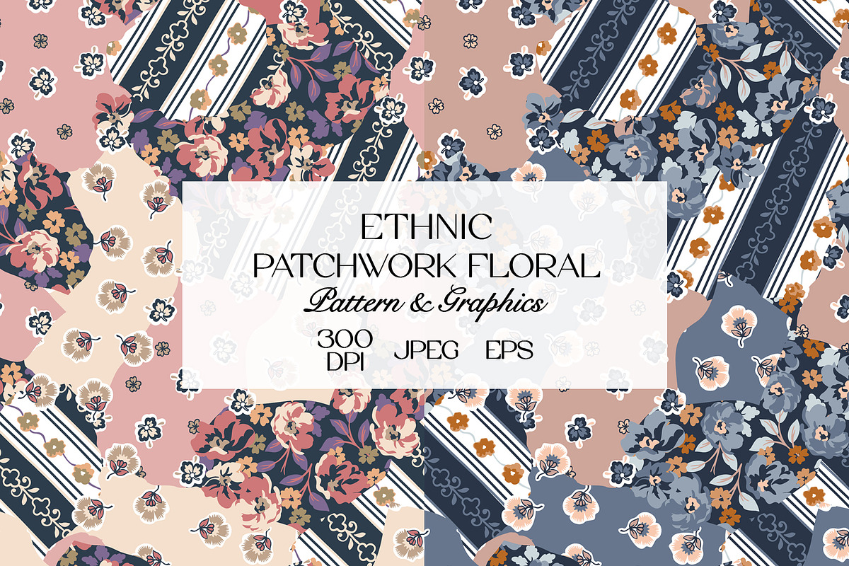 Ethnic Patchwork Floral Pattern, a Pattern Graphic by StudioGlouna (Photo 1 of 9)
