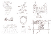 Wine inspired collection. Hand drawn, a Decorative Illustration by YvY (Thumbnail 2 of 9)