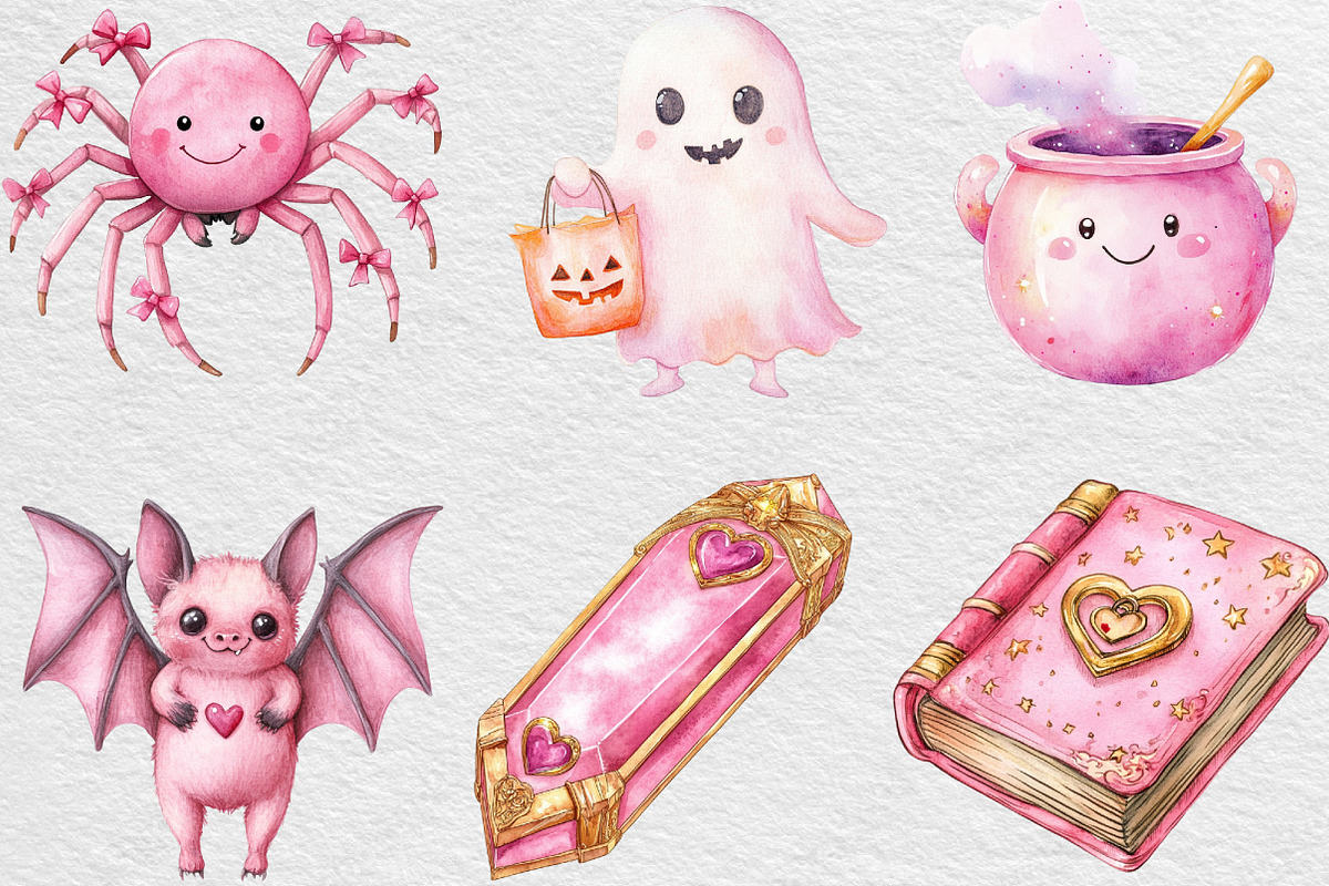 Pink Halloween Clipart, an Illustration by Black Bird Studio (Photo 3 of 6)