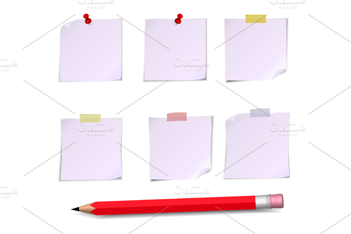 Adhesive Notes with pin, scotch and