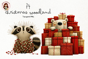 Christmas Woodland PNG Clipart, a Seasonal Illustration by Nicolle's Colorful Art