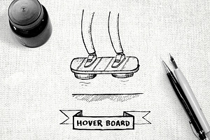 Hover board hand drawn illustration