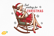 Retro Girl Christmas Sublimation, a Seasonal Illustration by LemonDesign (Thumbnail 5 of 14)